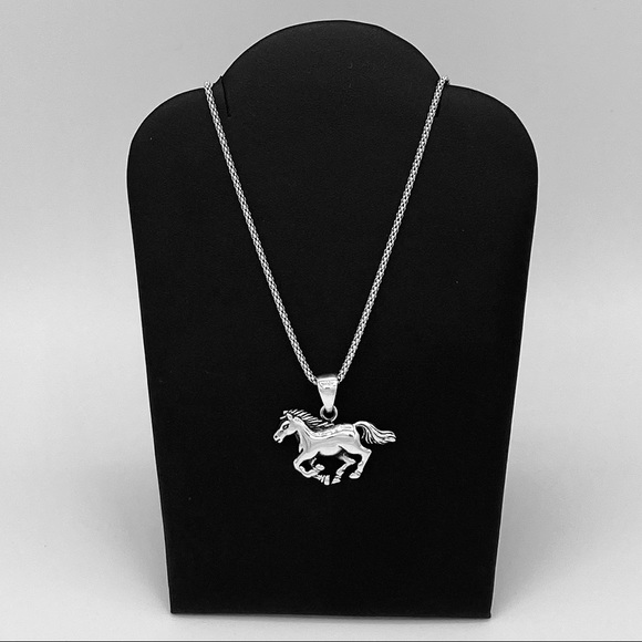 Accessories Mens Horse Necklace With Italian Rhodium Popcorn Poshmark